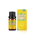 Organic 10ml lemon essential oil in brown glass dropper bottle with yellow box - Lemon Oil