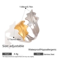 Bague feuille réglable bicolore en acier inoxydable doré et argenté pour femme - Feuille Bicolore Or et Argent (JDR0304014-PS) / Ouvert Réglable