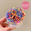 500pcs colorful high elasticity hair bands set in transparent jar for women hair styling - 2# Thickened Black/Color (500pcs Jar)