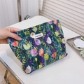 Trousse à maquillage en toile à fleurs style peinture à l'huile verte et étiquette - Tulipe Vert Violet