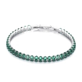 Tennis bracelet in silver finish featuring oval green zircons and a secure fold-over clasp - Green Oval Cut Style (KB167214-KFC)