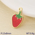 Ciondolo fragola rossa in acciaio inossidabile dorato per gioielli fai da te, 15x8mm - Stile Fragola Slanciata con Puntini Dorati (KLJ9619-ZLA)