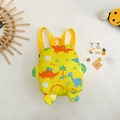 Kids dinosaur backpack in vibrant yellow with colorful cartoon prints and adjustable straps - Yellow