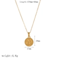 18K gold plated stainless steel heart angel pendant necklace with dimensions and weight info - Round Angel Relief (TN3214-2)