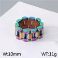 Anello a catena in acciaio inossidabile arcobaleno largo 10 mm per uomo e donna - US 10 / Colorato