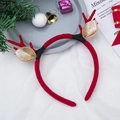 Red plush Christmas reindeer antler headband with golden glitter ears for women - Style 10 Red Antlers