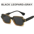 Quadratische Sonnenbrille in Schwarz-Leopard-Optik mit grauen Gläsern und Metallnieten - Schwarz Leopard Verlauf Rahmen Graue Gläser