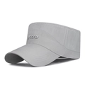 Quick-dry grey sun visor hat with sports embroidery and long brim for outdoor running - Adjustable / Light Gray