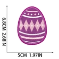 Detailed size view of purple Easter egg embroidered patch measuring 6.8cm in height - Purple Polka Dot Egg