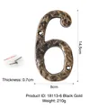 Rustic black and gold cast iron house number 6 wall decor with screws for mounting - Number 6