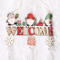 Letrero de bienvenida navideño de madera con gnomos, coche rojo y cascabeles - Estilo de Color B-WELCOME Gnomos de Navidad