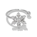 Elegant silver snowflake ear cuff or ring with cubic zirconia stones in 18k plating - EGJ0002 Silver