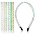 Braided fabric headband set with pearls in six assorted pastel colors for women - 6-Piece Set (#4)