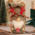 Charmant gnome de Noël en tricot avec bois de cerf rouges et chapeau rayé multicolore peluche - Style Bonbon