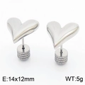 Polished silver 18K stainless steel heart stud earrings sized 14x12mm for women - Steel