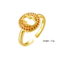Anello Hamsa regolabile placcato oro con zirconi arancioni, peso di 2,1 grammi - Oro Arancione Mano di Fatima