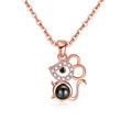 Detail of rose gold mouse pendant with micro-paved zircons and a black polished center bead - Mouse Rose Gold