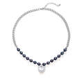 Elegante collana con perle e pendente a cuore in zircone in acciaio al titanio - Come mostrato