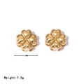 Golden 15MM four-leaf clover titanium earrings with polished finish on white background - Gold