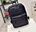 Zaino da uomo in pelle PU opaca nera con tasche multiple e cinghie laterali regolabili - Stile 9805 / Nero