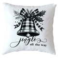 Housse de coussin de Noël minimaliste noir et blanc avec imprimé cloche et lettrage - 45x45cm / Cloches de Noël texte