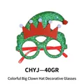 Colorful Christmas party glasses with green glitter hat and red festive pom-poms - Green Colorful Large Elf Hat Glasses