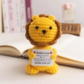 Handmade crochet positive lion doll in yellow with motivational card for desk decor - Sitting Lion Style 3