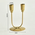 U-shaped dual-head matte gold iron candle holder with minimalist Nordic design - Double Head High Style - Gold