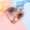 Detailed view of wire-wrapped tree of life heart pendant with colorful crystals - 5cm Gold Heart