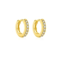 Orecchini a cerchio in argento 925 placcati oro con micro-pavé di zirconi bianchi - Argento 925 / Oro 18K Pietra Bianca