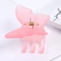 Matte pink butterfly hair claw clip with durable gold metal spring for women - Matte Pink