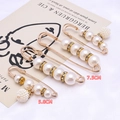 Golden waist pin set with white pearls and rhinestones in 7.5cm and 5.8cm sizes - Large Pearl Safety Pin