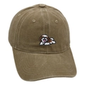 Detail of cute dog embroidery on vintage washed cotton khaki baseball cap - M (56-58cm) / Khaki