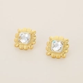 Pendientes retro de acero chapado en oro 18k con piedras de circonita cuadrada clara - Cuadrado Dorado