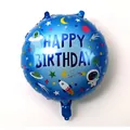Runder Happy Birthday Folienballon im blauen Weltraum-Design mit Astronaut und Rakete - 18 Zoll Blauer Weltraum Geburtstag