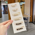 6-piece set of gold pearl safety pins with black and white beads for neckline adjusting - Style 19 - 6th Set 6 Pcs