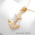 Collana con ciondolo ad ancora in acciaio inossidabile dorato e zirconi bianchi - Stile Ancora (N0141G)