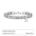 8mm silver stainless steel Byzantine chain bracelet for men with 21cm length and 40g weight - Steel / 21cm