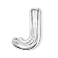 Silver foil alphabet balloon letter J with metallic finish for birthday party decoration - 16-inch Silver Slim Letter Aluminum Foil Balloon (j)