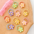 Set of 10 colorful flower hair ties for girls in pastel macaron colors on tray - Flower Style (24#) / 10 Pieces Pack