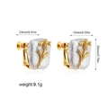 Detailed dimensions of gold flower pearl clip earrings with 9.1g weight on white background - Narcissus