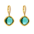 Boucles d'oreilles en verre tchèque vert plaqué or sur acier inoxydable avec zircons - Or Vert Clair Verre