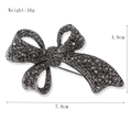 Vintage bow brooch in gunmetal finish with sparkling black crystals, size 7.8x4.8cm - Low-key Luxury Bowknot (xz4146)