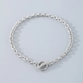 Minimalist silver stainless steel OT clasp bracelet with chunky O-link chain style - Bracelet (19CM) / 4mm / Silver