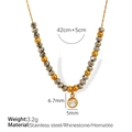 Collier de perles or et gris avec des perles d'hématite et des strass brillants - Or (XL271)