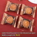 Golden Mid-Autumn mooncake plastic packaging bags 9x12cm 100pcs for egg yolk pastry - 9x12CM Gold Full Moon & Flower (100 Pcs/Pack)