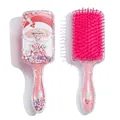 Pink Christmas Santa cartoon hairbrush with floating beads and air cushion massage bristles - Pink Smiling Santa - Mixed
