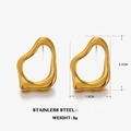 Boucles d'oreilles irrégulières en acier inoxydable plaqué or 18K avec dimensions - Doré