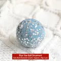 8cm turquoise blue Christmas ball with silver star sequins and glitter for tree decor - Tiffany Blue Star Ball