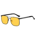 Men's retro square sunglasses with matte black metal frame and yellow tinted lenses - Black Frame Ocean Yellow